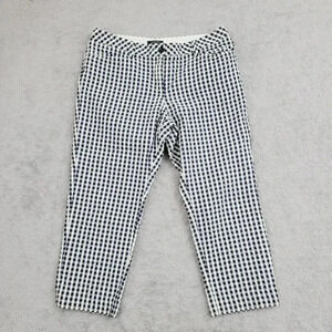 Lands End Womens Gingham Check Cropped Textured Pants Size M  11CT